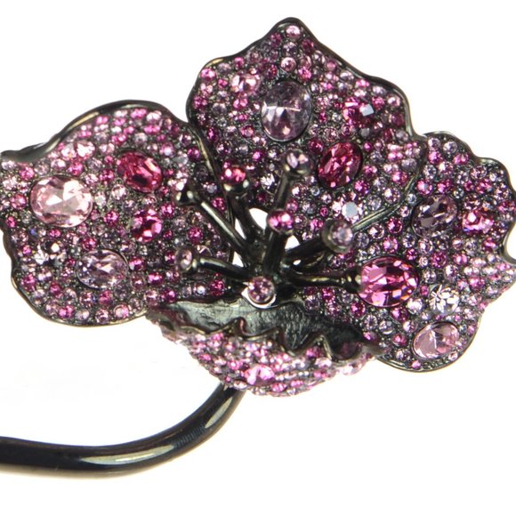 Kenneth Jay Lane KJL Brooch Pin Faux Pearl and Rhinestone  Kenneth Jay Lane KJL Long Stem Flower Pin Brooch